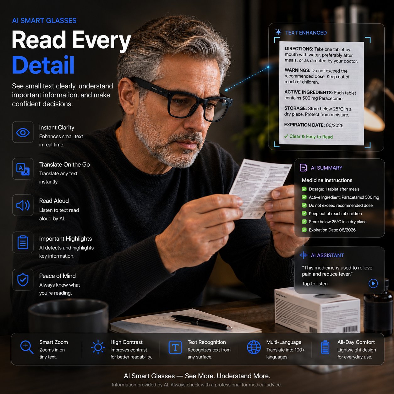 Vision support small text - White